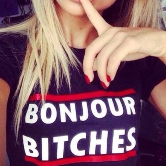 Bonjour bitches T-shirt Black - Picture 2 of 5